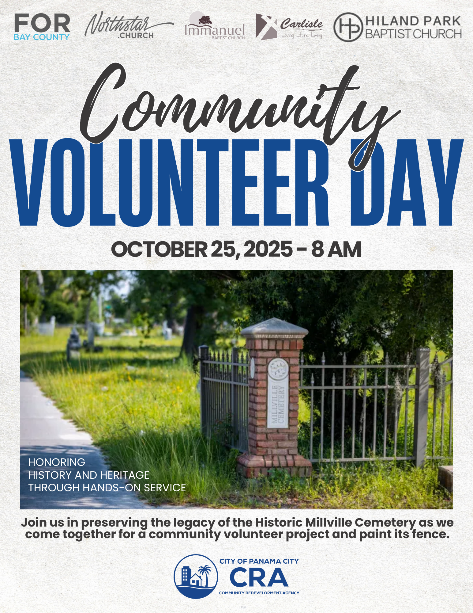 CRA Millville Cemetery Volunteer Day Flyer